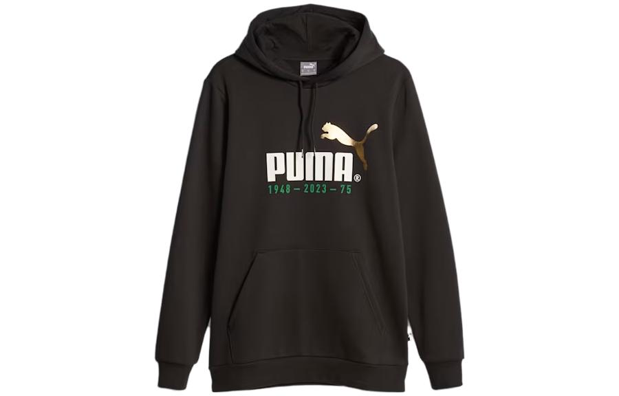 Puma No1 Logo 75th Anniversary Hoodie Black Long Sleeve Pullover 676021-01