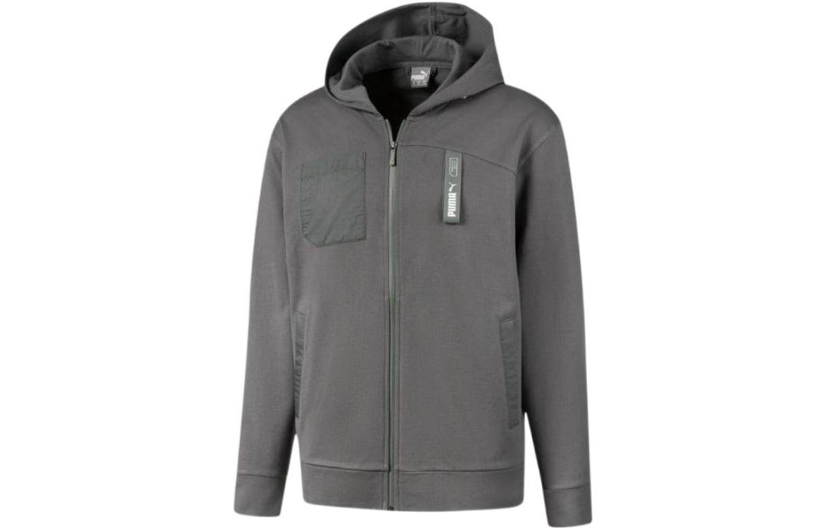 Puma NU-TILITY Logo Printed Zip Hoodie for Men - Light Gray 582699-44