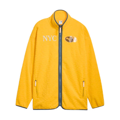 Puma NYC Long Run Fleece Jacket Orange High Neck Zip-Up Long Sleeve 629429-39