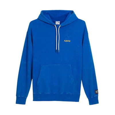 Puma NYC Remix Logo Hoodie Blue - Embroidered Logo Loose Fit Sweatshirt 624501-58