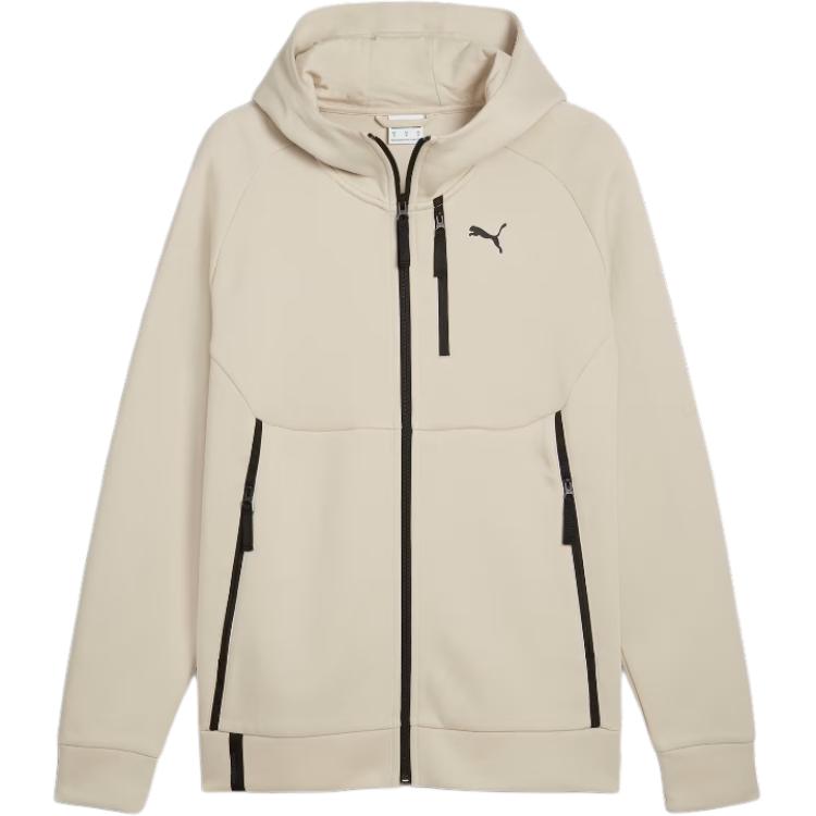 Puma Off-White Full-Zip Hoodie Jacket with Logo and Sweat-Wicking Design 624385-68