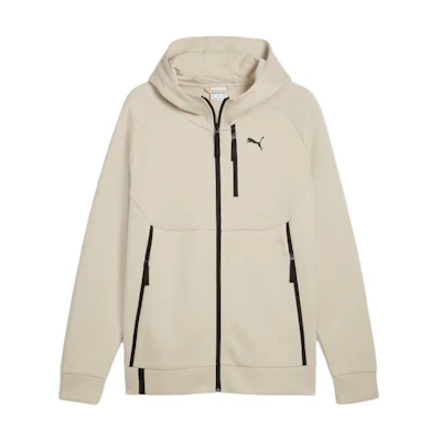 Puma Off-White Full-Zip Hoodie Jacket with Logo and Sweat-Wicking Design 624385-68