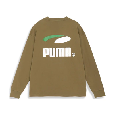 Puma Olive Brown Crewneck Sweatshirt with Letter Print 623032-52