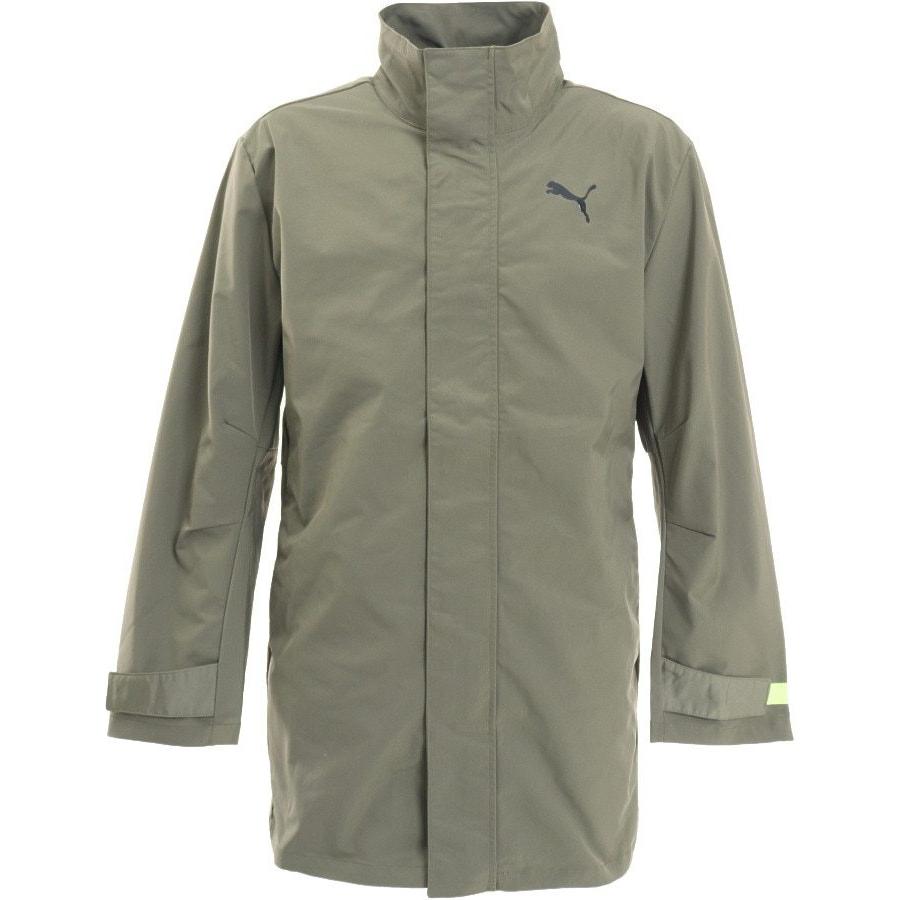 Puma Olive Green Logo Waterproof Zip-Up Jacket with Stand Collar 84795444