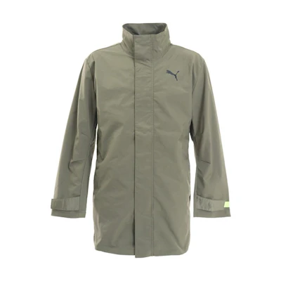 Puma Olive Green Logo Waterproof Zip-Up Jacket with Stand Collar 84795444