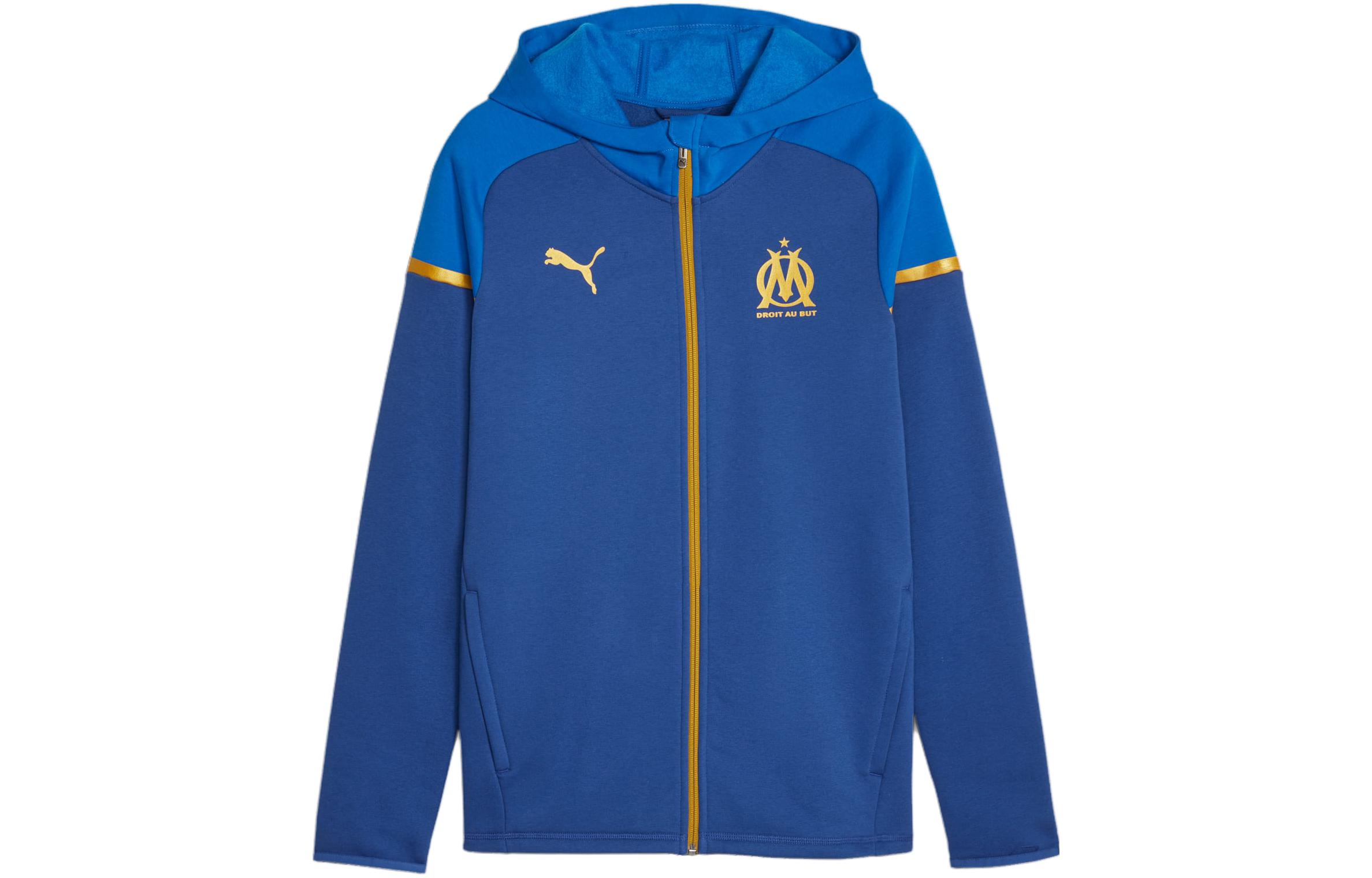 Puma Olympique de Marseille Blue Football Casual Hooded Jacket 771940-05