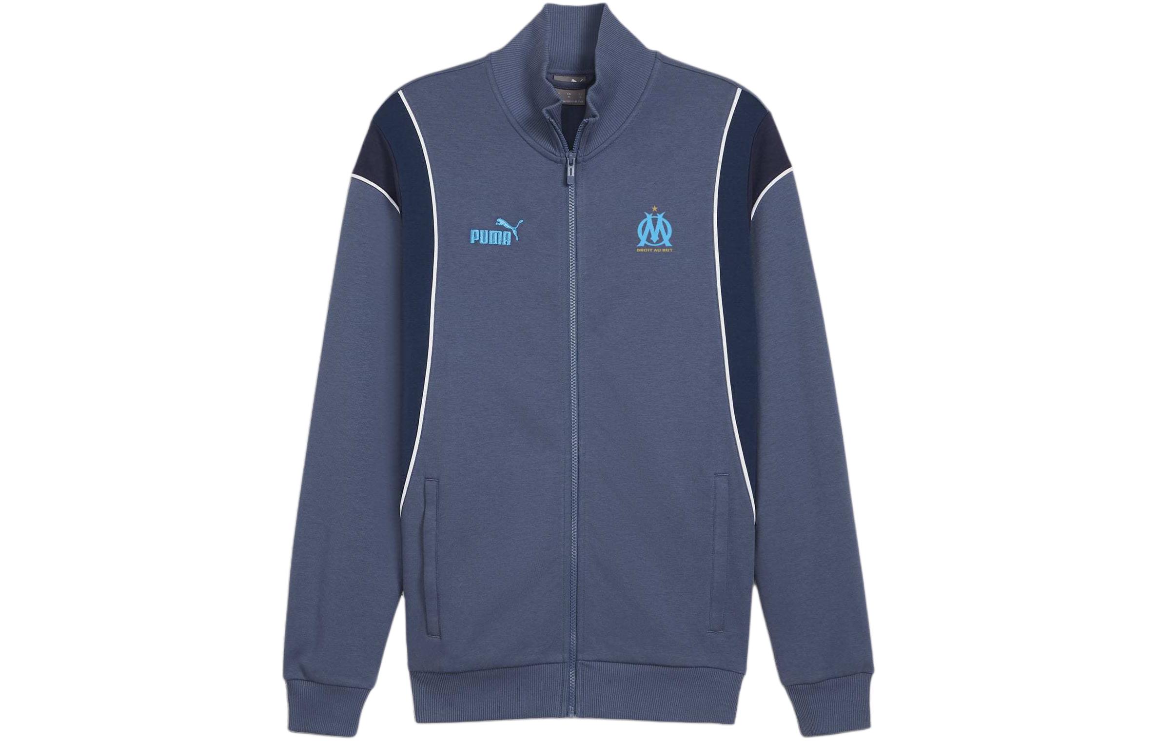 Puma Olympique de Marseille Retro Track Jacket Navy Mens Athletic Outerwear 774070-28
