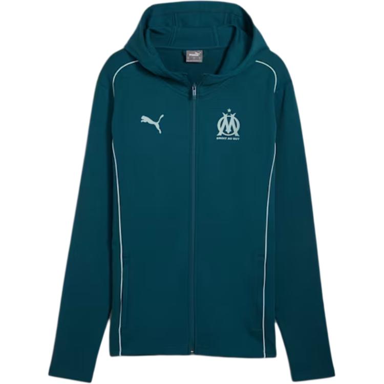 Puma Olympique Marseille SS24 Green White Logo Hoodie Jacket 778256-02