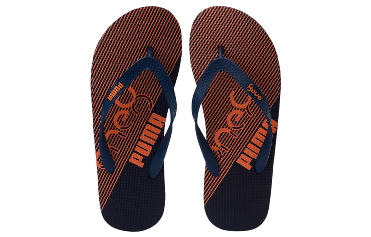 Shop 彪马 One8 Virat Kohli 黑橙色人字拖鞋 383947-02