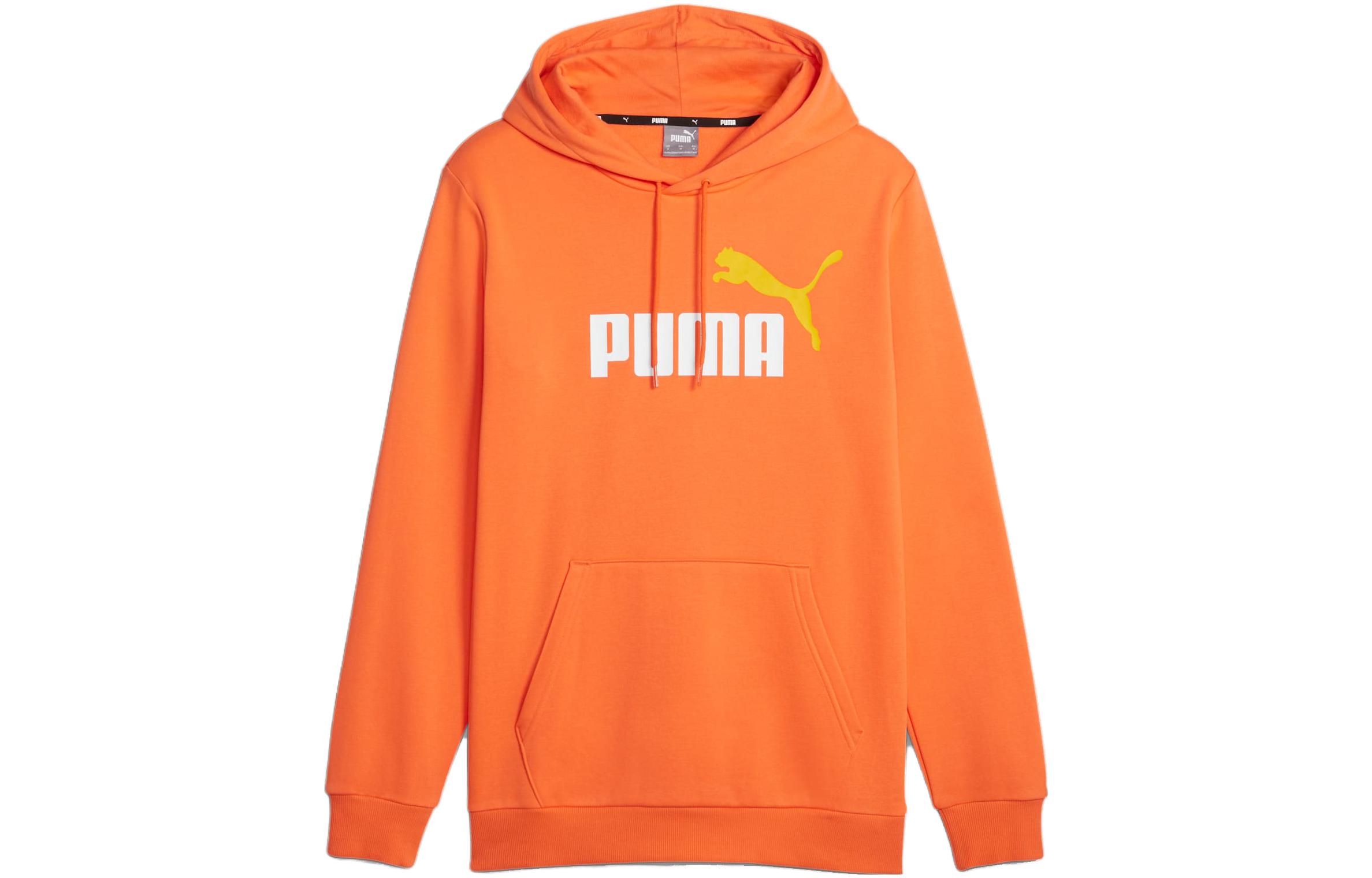 Puma Orange Logo Printed Hoodie Long Sleeve Sweatshirt 586764-60