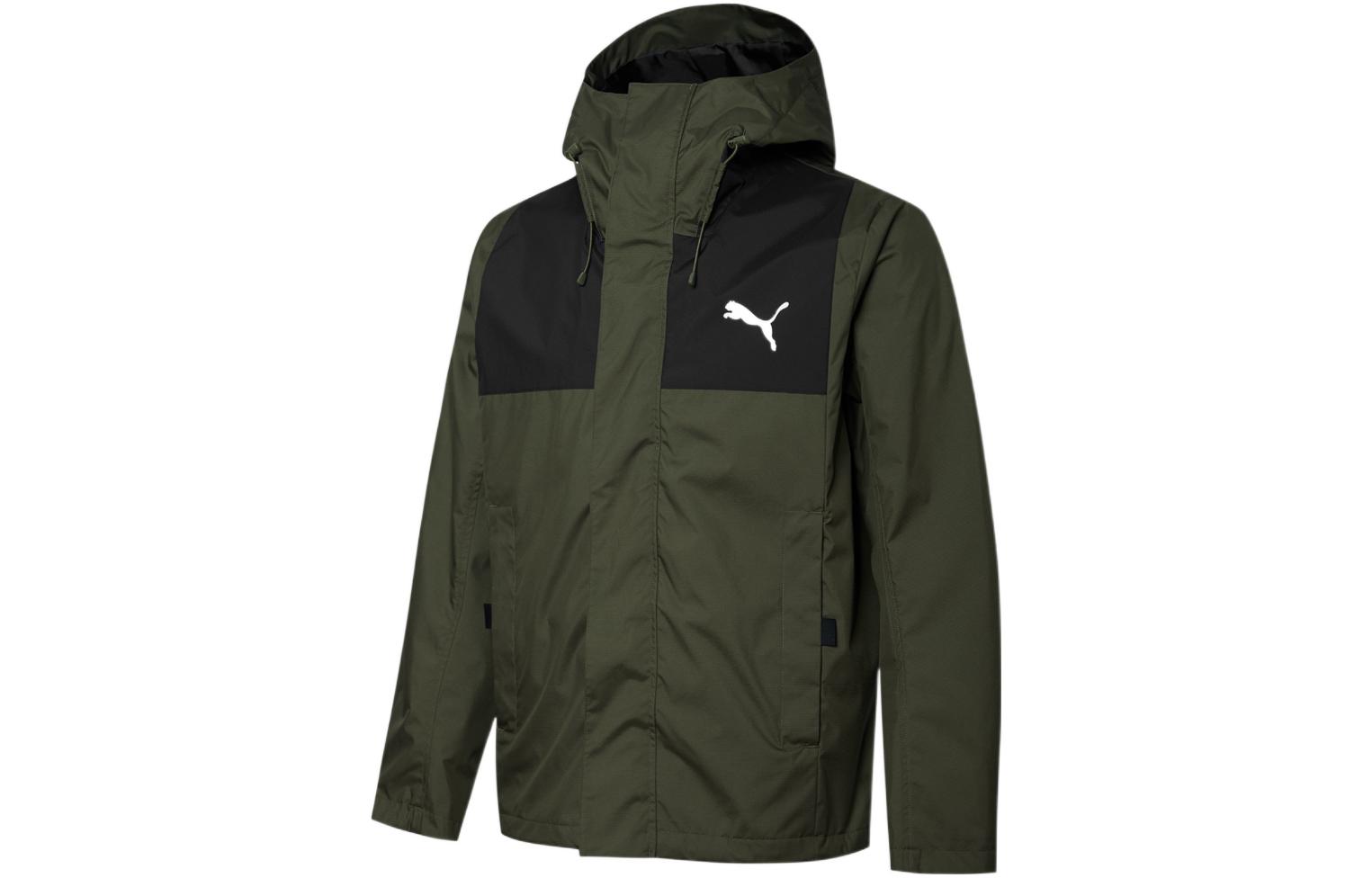 Puma Outdoor Logo Green Hooded Softshell Jacket - Windproof & Insulated 848287-02