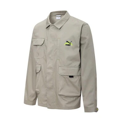 Puma Outdoor Utility Jacket with Logo Patch, Multi-Pockets, Gray 537423-68