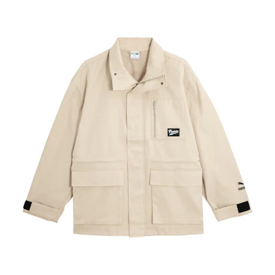Puma Oversized Utility Jacket with Logo Print in Off-White 621663-88