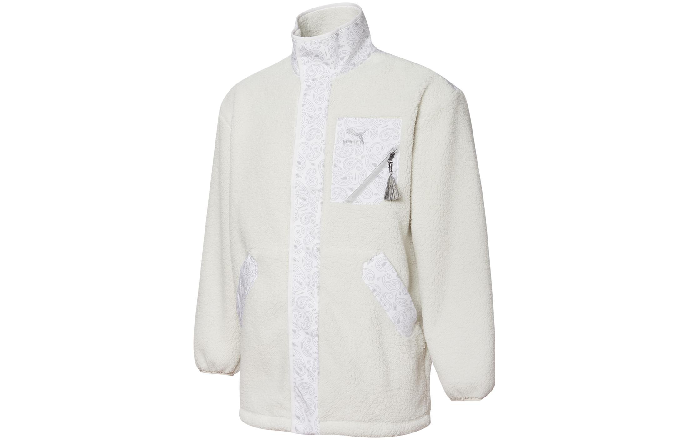 Puma Paisley Sherpa Fleece Jacket Winter Unisex Off-White 534984-05