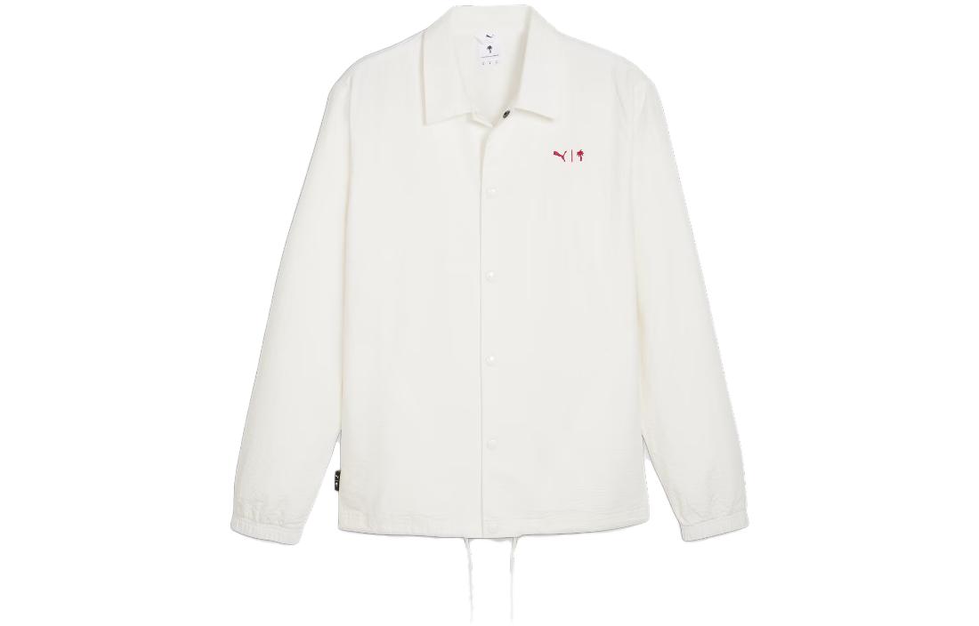 Puma Palm Tree Crew White Coach Jacket Embroidered Collared Outerwear 622296-65
