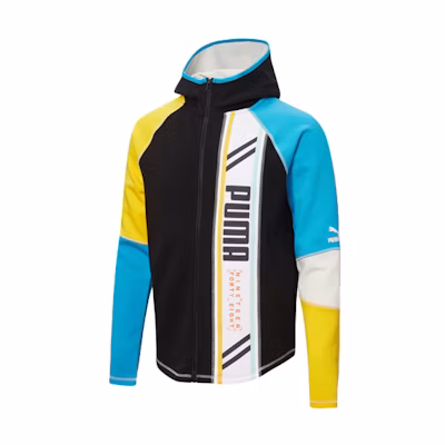 Puma Panelled Logo Colorblock Knit Hoodie Jacket Unisex Black 532183-01