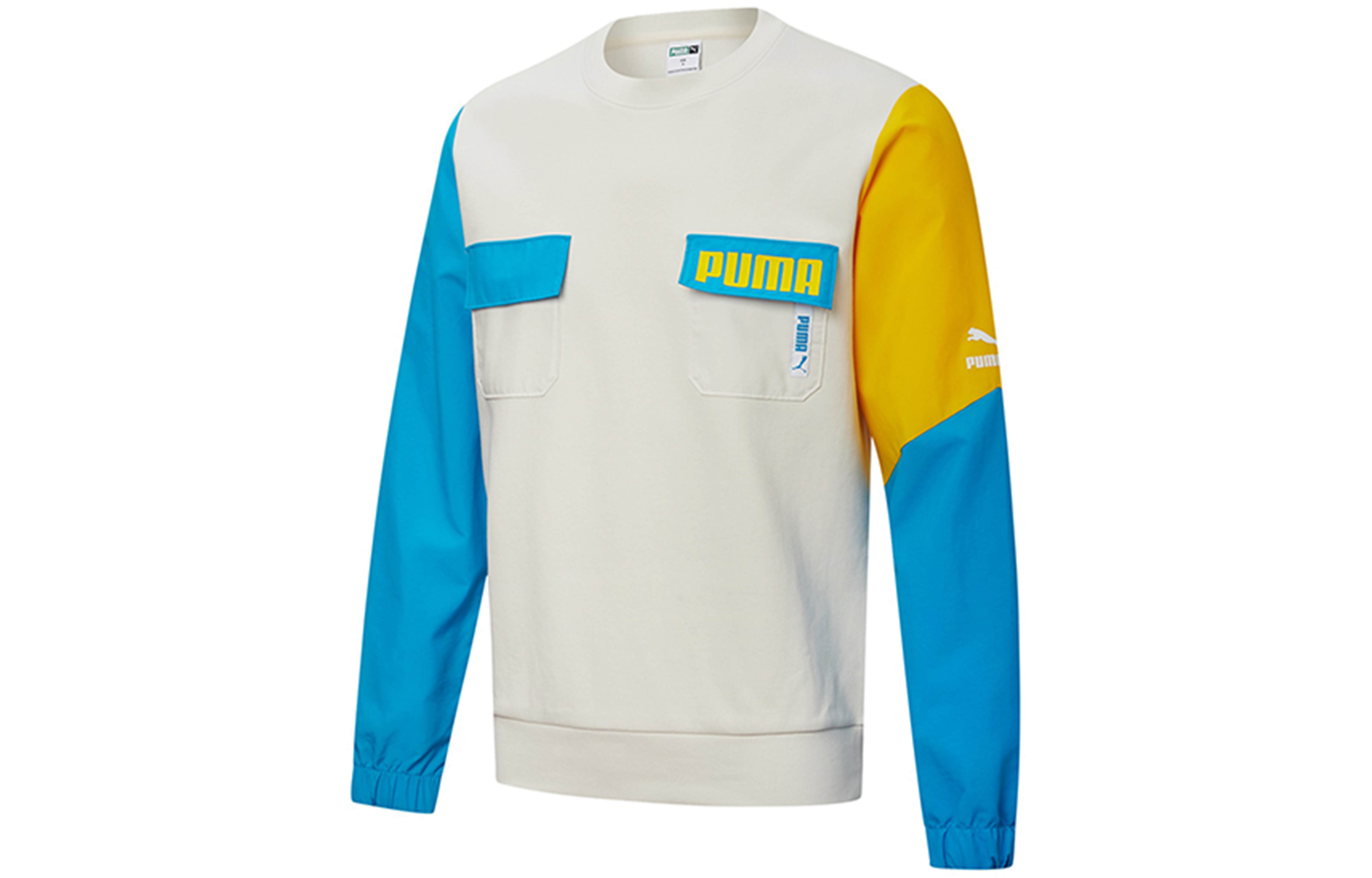 Puma Patched Colorblock Casual Sweatshirt Smoky Gray for Men 532181-05