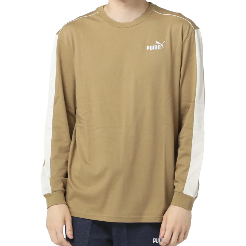 Puma Patchwork Embroidered Crewneck Loose Fit Sweatshirt Unisex Light Beige 677674-85