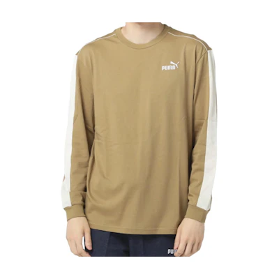 Puma Patchwork Embroidered Crewneck Loose Fit Sweatshirt Unisex Light Beige 677674-85