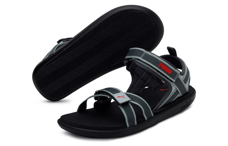 Shop Puma Pebble MU IDP Sandals 'Black Grey Blue' 373006-01