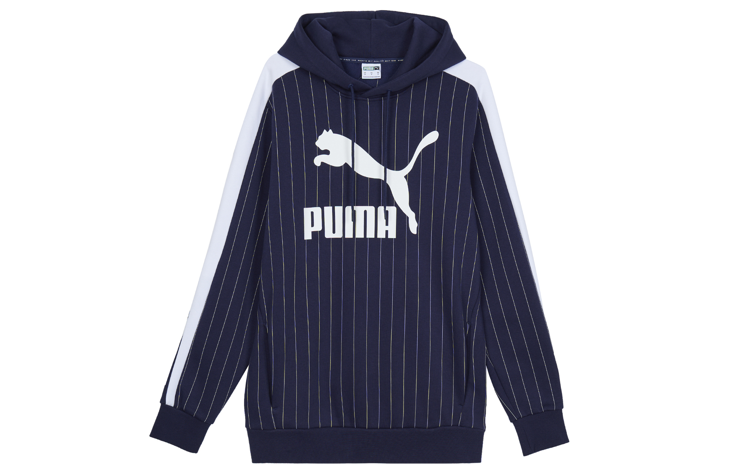 Puma Pinstripe Fleece Pullover Hoodie Winter Navy Striped Casual Wear 530179-06