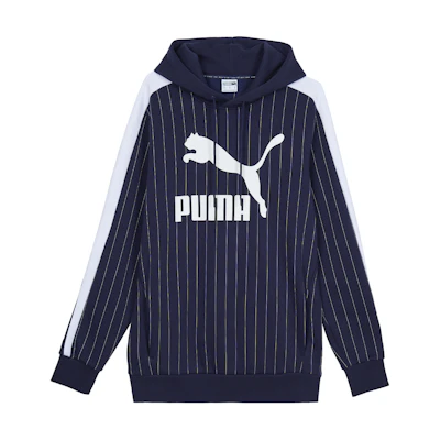 Puma Pinstripe Fleece Pullover Hoodie Winter Navy Striped Casual Wear 530179-06
