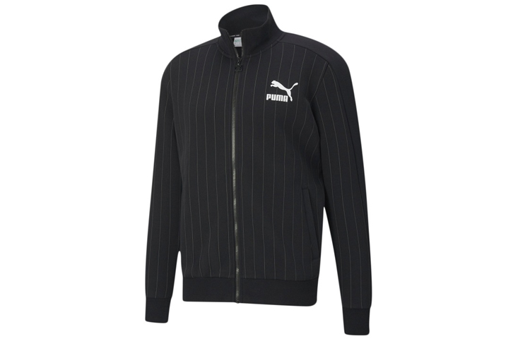 Puma Pinstripe Track Top Fleece Jacket Winter Black 530177-01