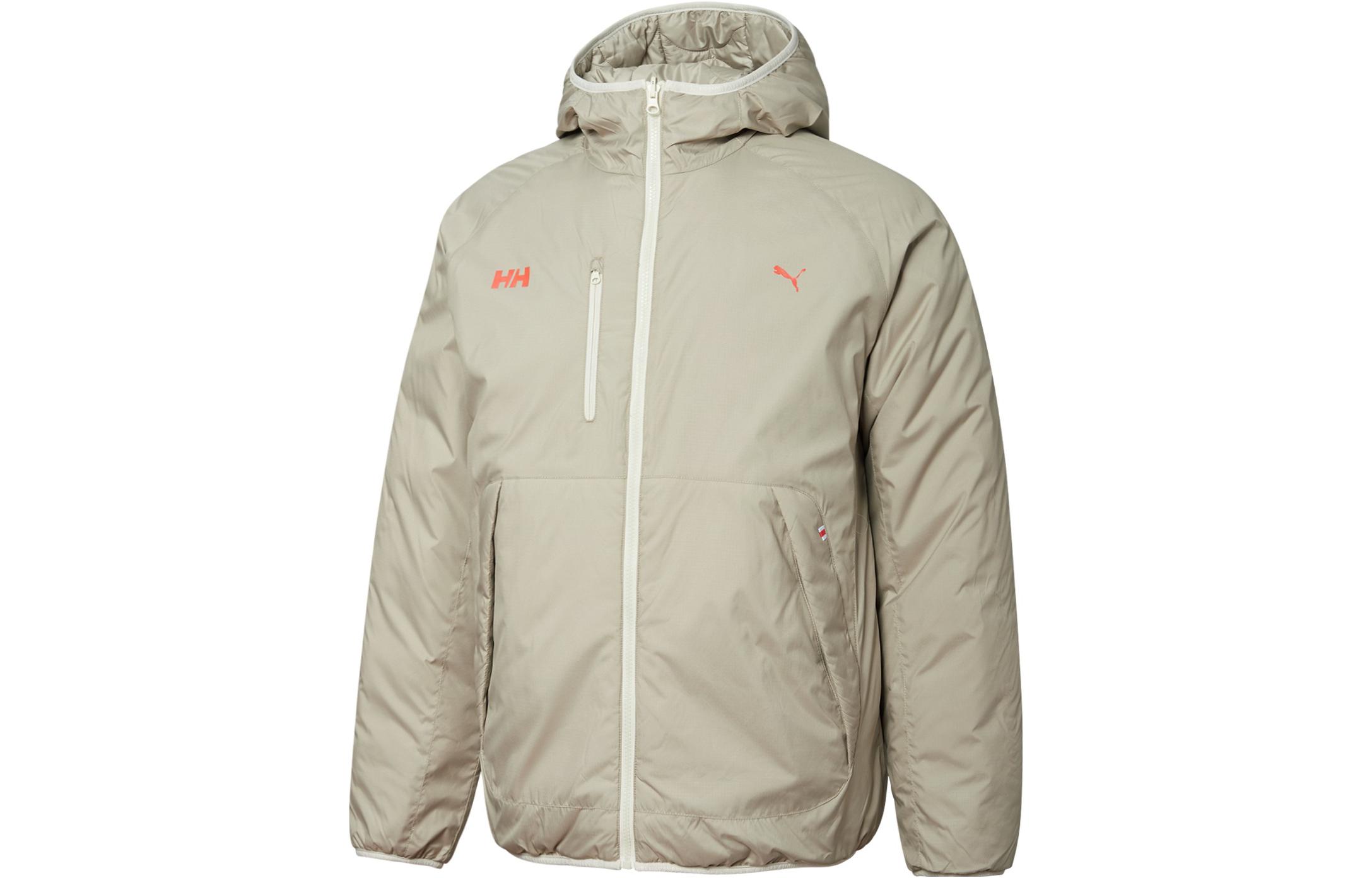 Puma Plain Logo Reversible Zip-Up Cotton Jacket Unisex Light Khaki 532841-42