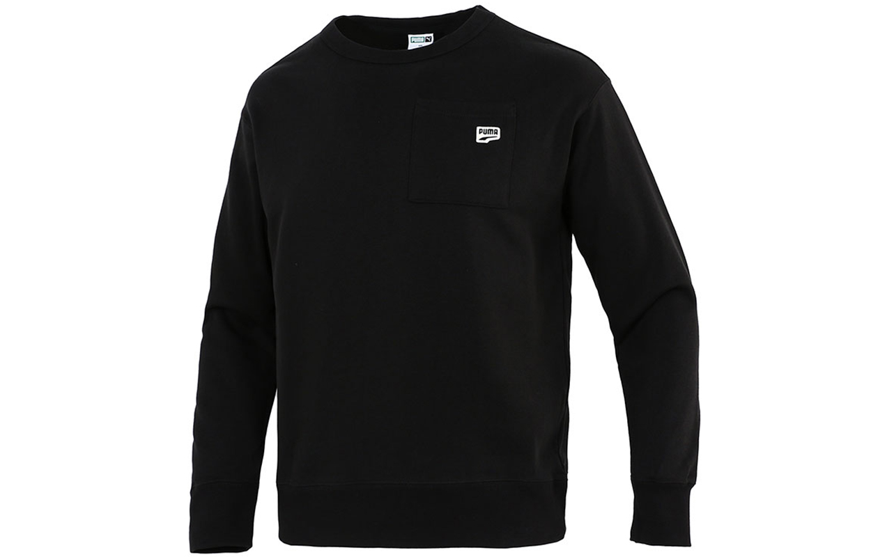 Puma Pocket Logo Knit Crewneck Sweatshirt Black 533036-01