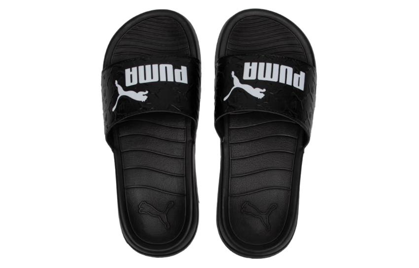 Shop Puma Popcat 20 大LOGO拖鞋 &#x27;黑白&#x27; 395420-01