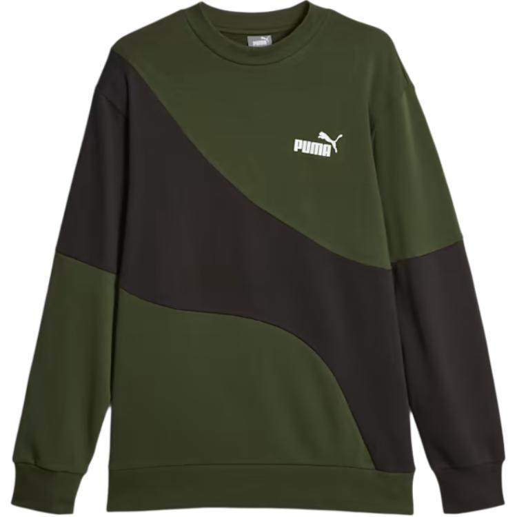 Puma POWER Cat Crew Green Colorblock Pullover Sweatshirt 678372-31
