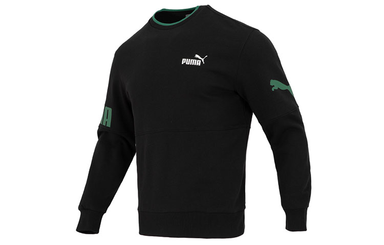 Puma Power Colorblock Crew Neck Logo Pullover Sweatshirt Black 676666-51