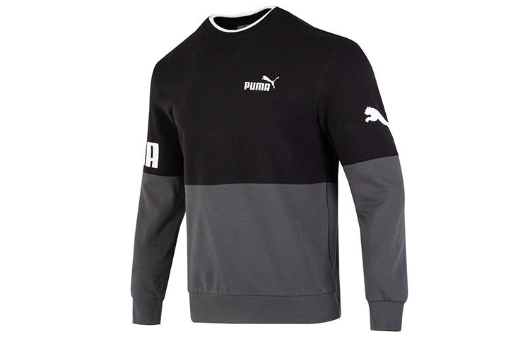 Puma Power Colorblock Crewneck Sweatshirt Black Casual Streetwear 676666-01