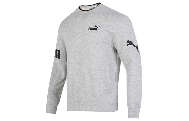 Puma Power Colorblock Crewneck Sweatshirt Grey Casual Pullover 676666-04