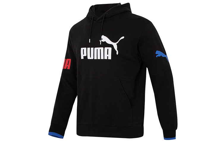 Puma Power Colorblock Hoodie Black Casual Pullover with Logo Print 676667-56