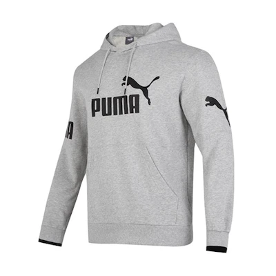 Puma Power Colorblock Hoodie Gray Casual Sports Pullover with Logo Print 676667-04