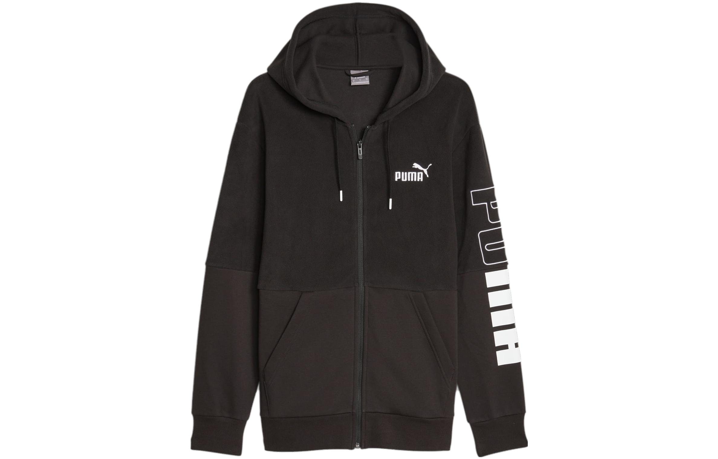 Puma POWER Full-Zip Hoodie Black Casual Letter Print Long-Sleeve 675914-01
