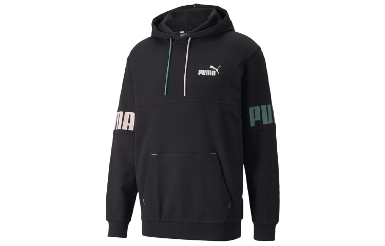 Puma Power Logo Printed Pullover Hoodie Black - 670937-51