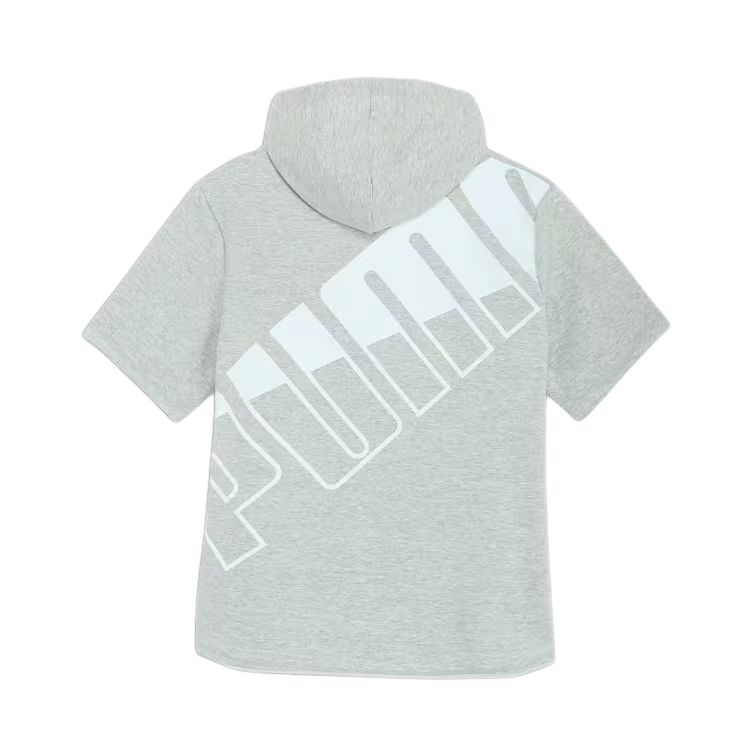 Puma Power SS Lightweight Hooded Sweatshirt Light Gray Soft & Breathable 680690-04