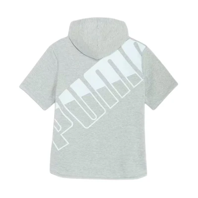 Puma Power SS Lightweight Hooded Sweatshirt Light Gray Soft & Breathable 680690-04