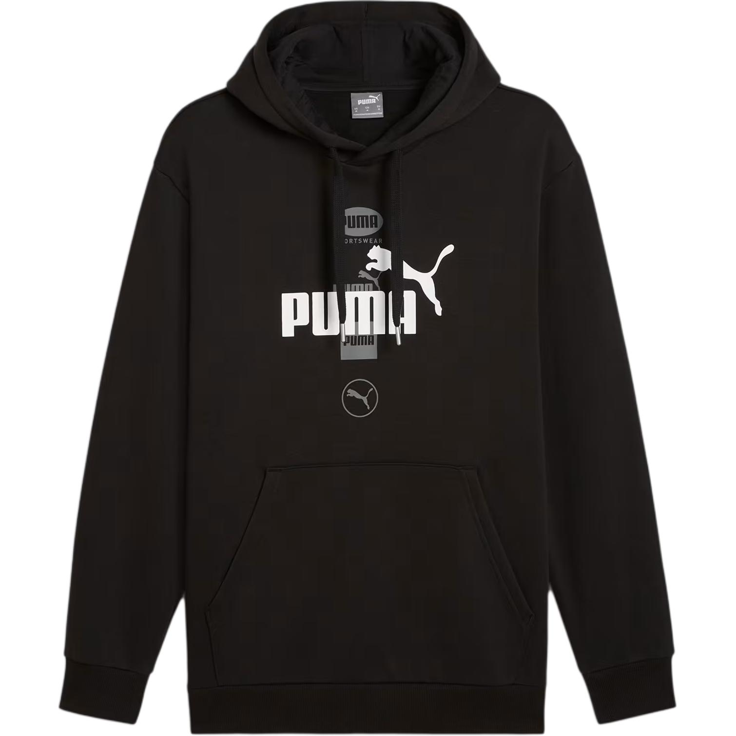 Puma POWERgraphic Black Logo Hoodie Casual Long-Sleeve Pullover 681741-01