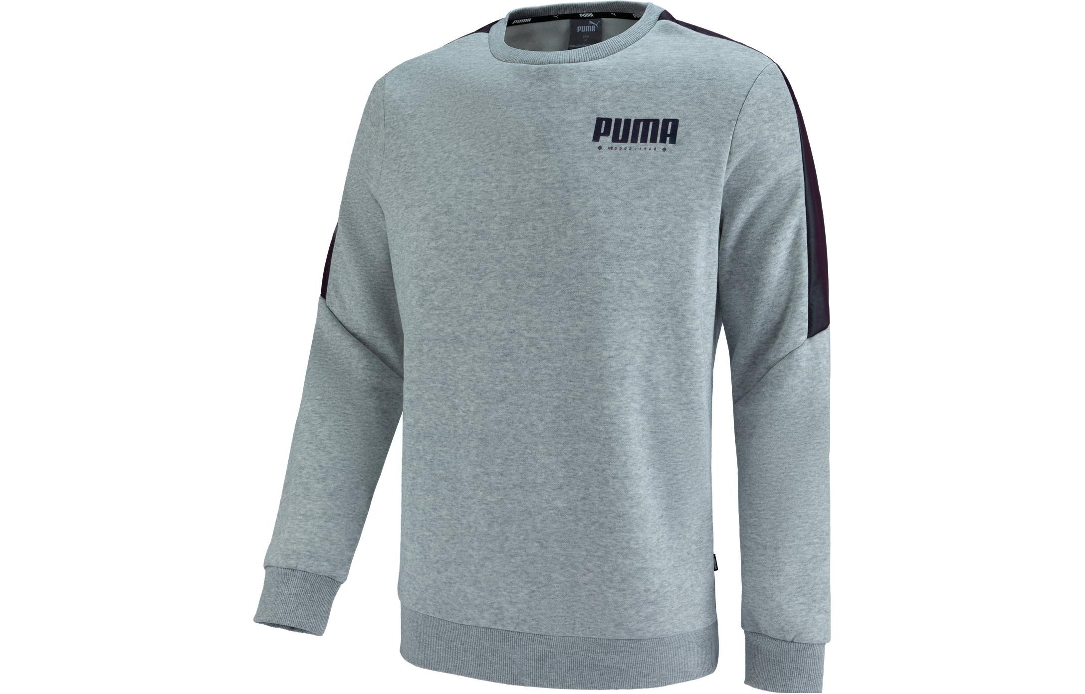 Puma Printed Crewneck Long-Sleeve Sweatshirt Light Heather Gray 848239-04