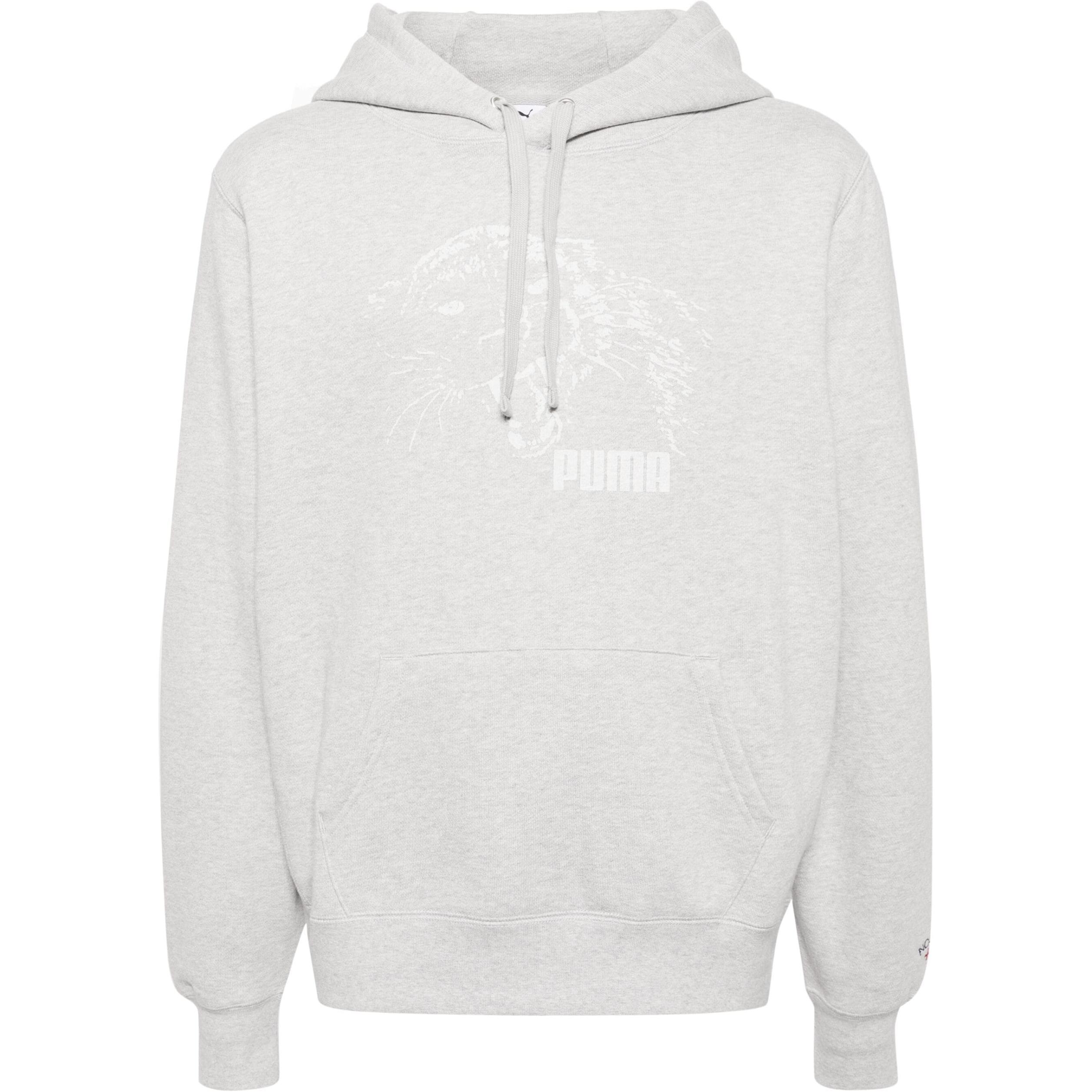 Puma Printed Drawstring Hoodie Long Sleeve Grey 623872-04