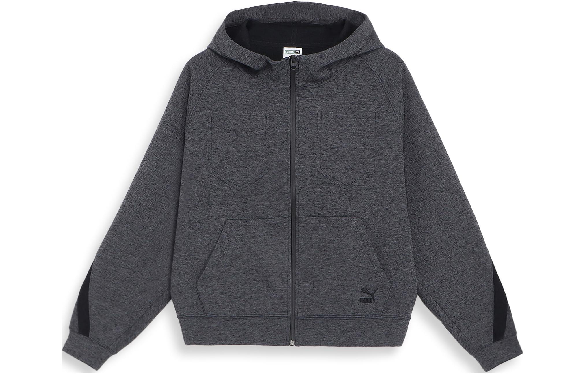Puma Printed Hoodie Casual Sports Jacket Unisex - Charcoal Grey 622720-03