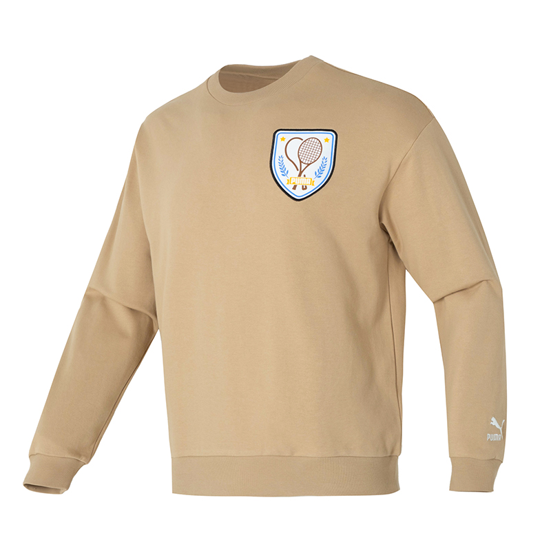 Puma Printed Khaki Crewneck Long Sleeve Casual Sweatshirt 625802-83