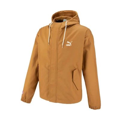 Puma Printed Logo Zip-Up Hooded Jacket Brown Unisex Long Sleeve 537523-74