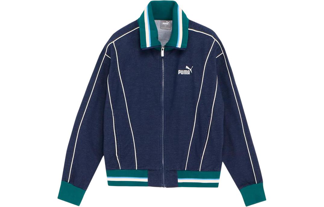 Puma Printed Polo Collar Casual Jacket Navy Blue 677677-06