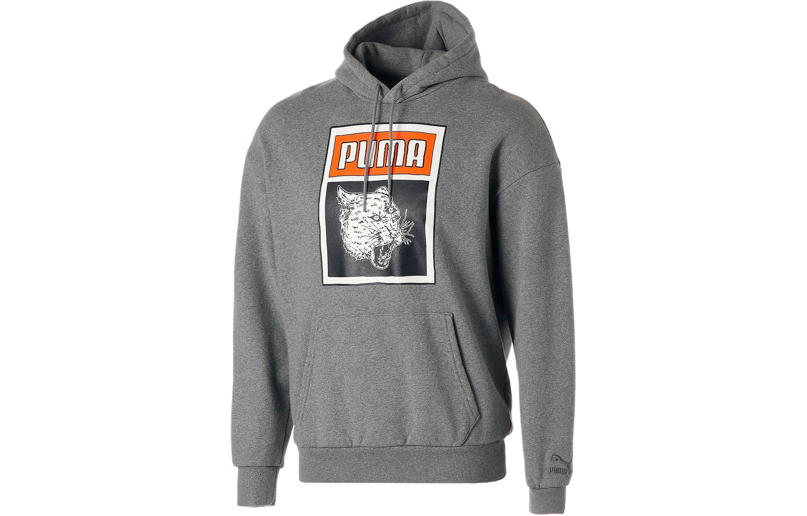 Puma Printed Pullover Hoodie Stone Gray Casual Wear 622655-02