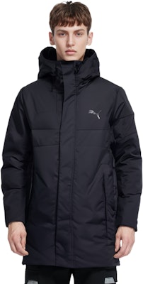 PUMA 防護標誌黑色連帽羽絨外套 冬季戶外夾克. 848762-01 Shop PUMA 防護標誌黑色連帽羽絨外套 冬季戶外夾克. 848762-01
