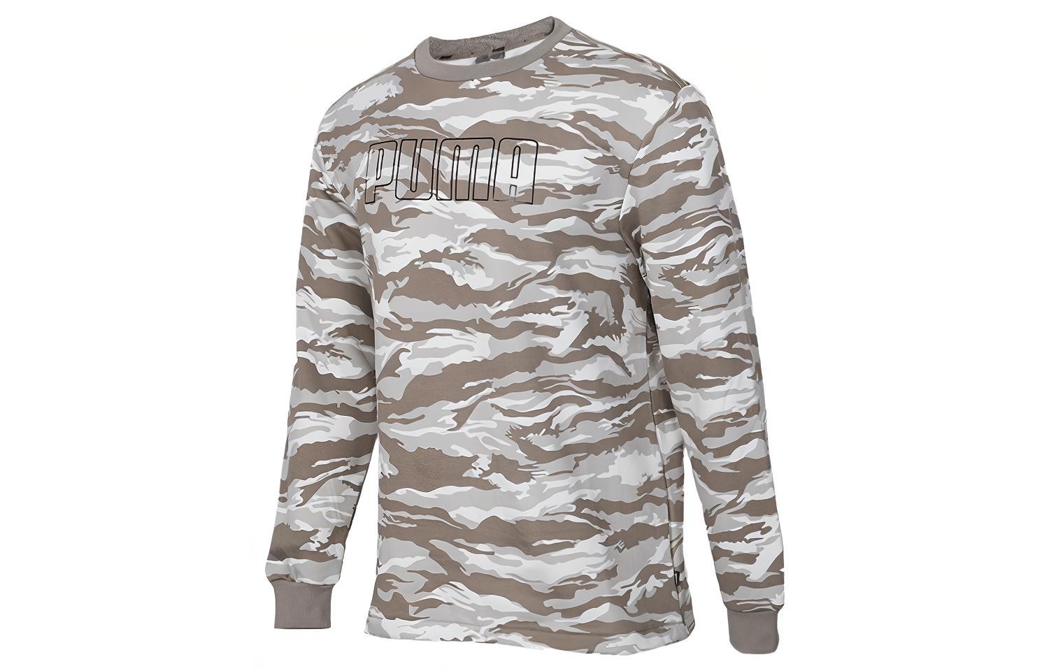 Puma Pullover Sweatshirt Letter Logo Print Elephant Grey 855053-38